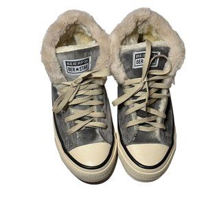 Girls Beierpal 8er Star Plush Lace-up Grey Canvas Size 5